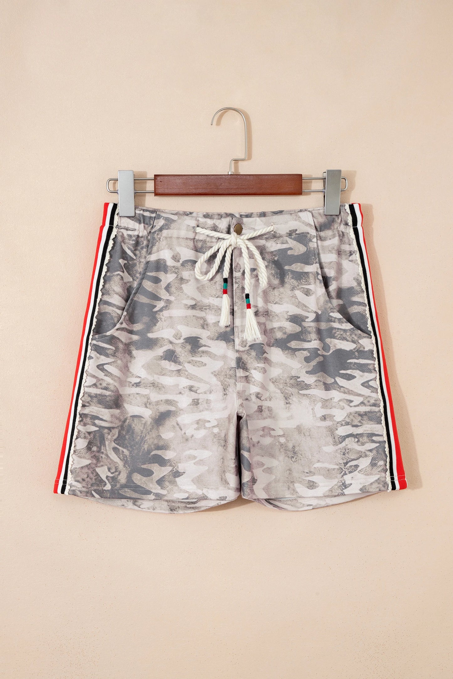 SALE!!!  Chandler Khaki Varsity Striped Accent Camo Shorts