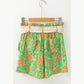 REDUCED!!!  Chanin Green Floral Print Pocketed Front Knot High Waist Casual Shorts  REDUCED!!!
