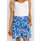 REDUCED!!!  Chanin Blue Floral Print Pocketed Front Knot High Waist Casual Shorts  REDUCED!!!
