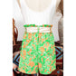 REDUCED!!!  Chanin Green Floral Print Pocketed Front Knot High Waist Casual Shorts  REDUCED!!!