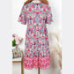 REDUCED!!!  Chantel Pink Bohemian Print Tie Neck Ruffle Hem Short Dress  REDUCED!!!