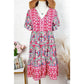 REDUCED!!!  Chantel Pink Bohemian Print Tie Neck Ruffle Hem Short Dress  REDUCED!!!