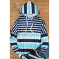 Charlene Blue Striped Drawstring Long Sleeve Hoodie