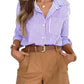 Charlize Purple Stripe Collared Button Up Shirt
