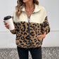 Charvi Leopard Colorblock Sherpa Zipped Jacket