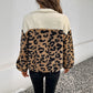 Charvi Leopard Colorblock Sherpa Zipped Jacket