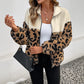 Charvi Leopard Colorblock Sherpa Zipped Jacket