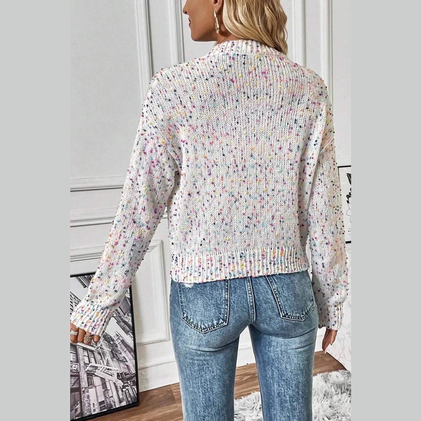 Chasely White Multicolor Confetti Sweater Cardigan