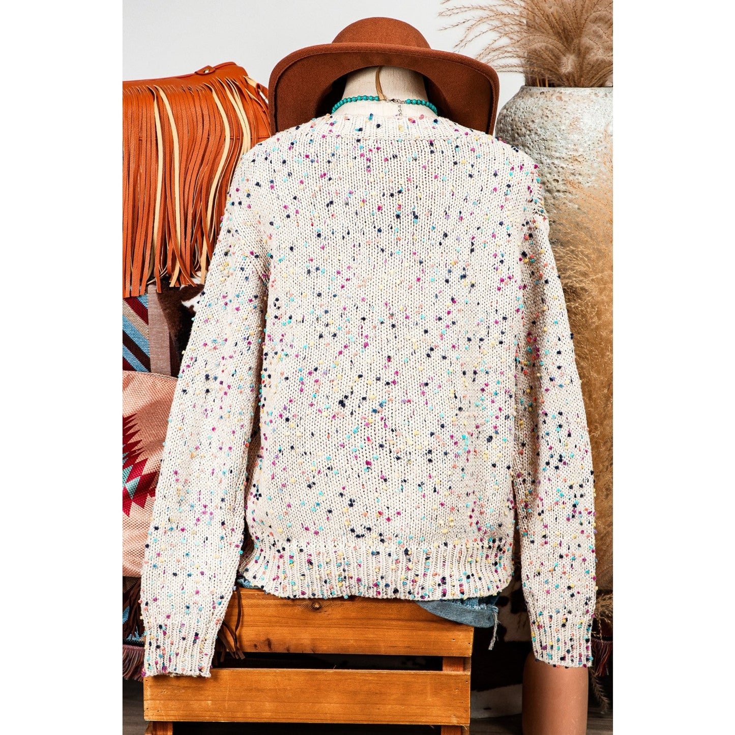 Chasely White Multicolor Confetti Sweater Cardigan