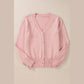 Chavelle Sepia Rose Textured Knit Pearl Beaded Button Up Cardigan