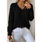 Chaya Black V Neck Pointelle Knit Sleeve Patchwork Sweater