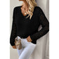 Chaya Black V Neck Pointelle Knit Sleeve Patchwork Sweater