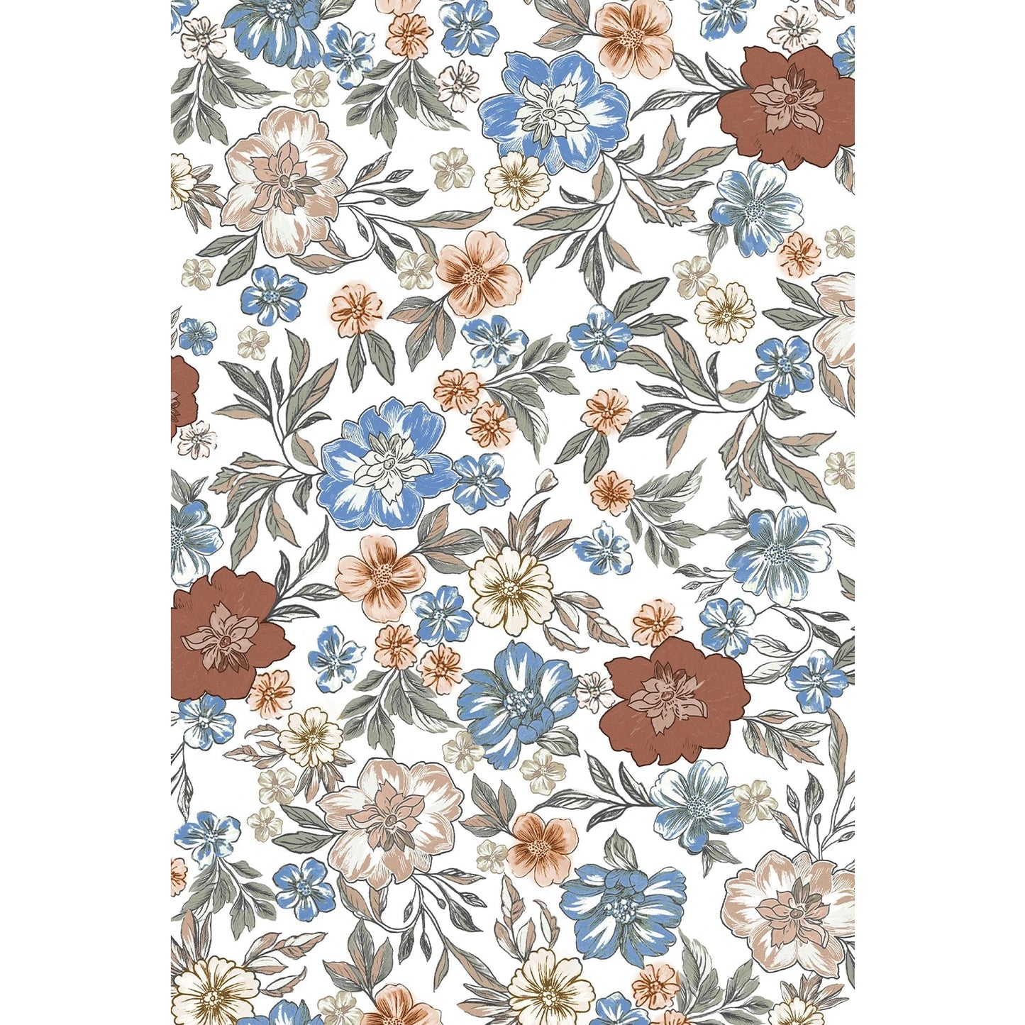 Carlene Brown Plaid Frilled Trim V Neck Floral Long Sleeve Blouse