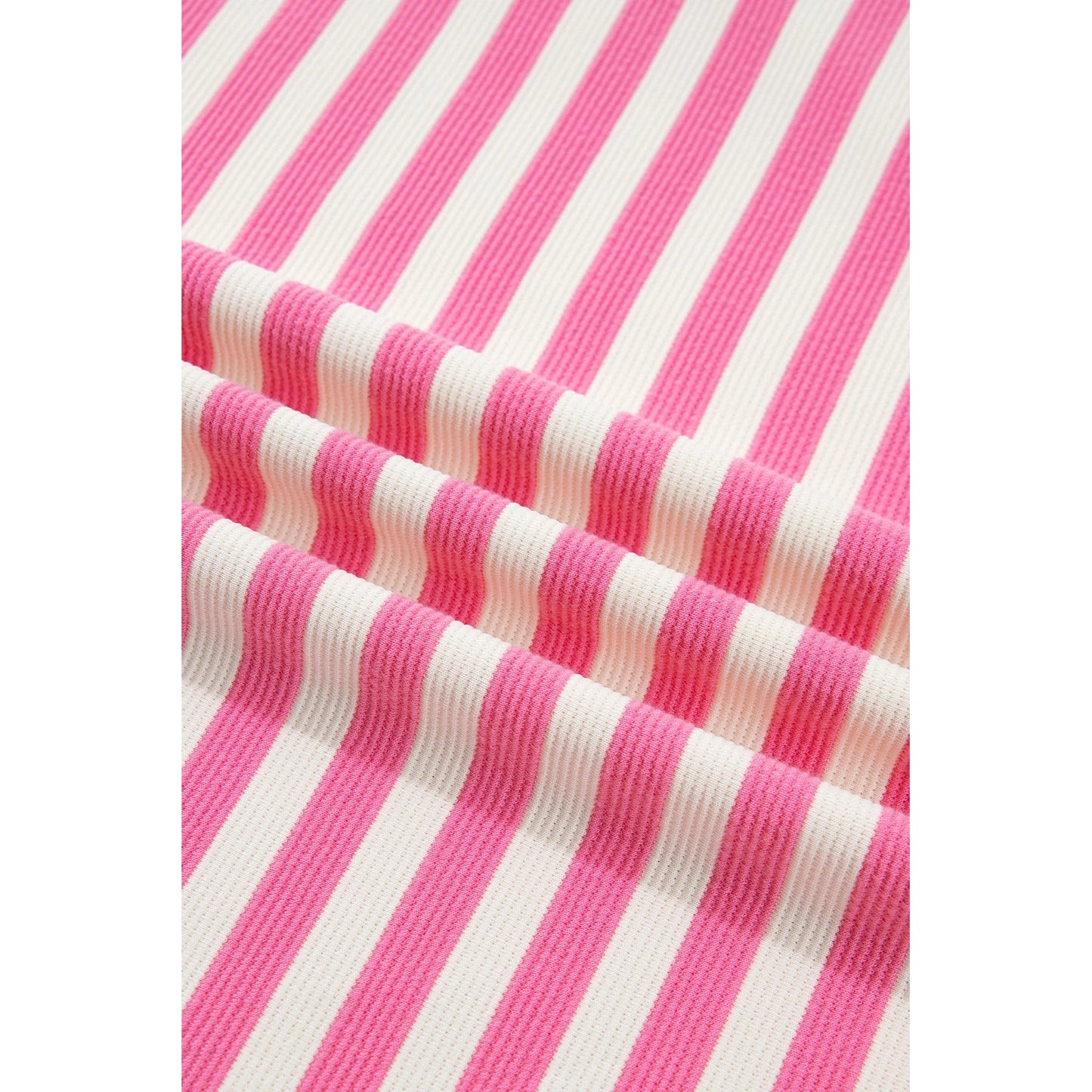 Chelsie Pink Stripe Contrast Patchwork Short Sleeve Loose Tee