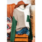 Chelle Vineyard Green Colorblock Patched Pocket Drop Shoulder Sweater * S-3X