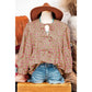 Chelsey Light French Beige Floral Print Bow Pintuck Bust Half Puff Sleeve Blouse Top