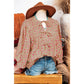Chelsey Light French Beige Floral Print Bow Pintuck Bust Half Puff Sleeve Blouse Top