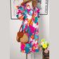 Cher Multicolour Floral Tie Split Neck Flutter Sleeve Mini Dress