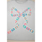 SALE!!!  Cheyenne Light Grey Floral Crochet Ribbon Bow Patched Cotton T Shirt
