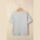 SALE!!!  Cheyenne Light Grey Floral Crochet Ribbon Bow Patched Cotton T Shirt