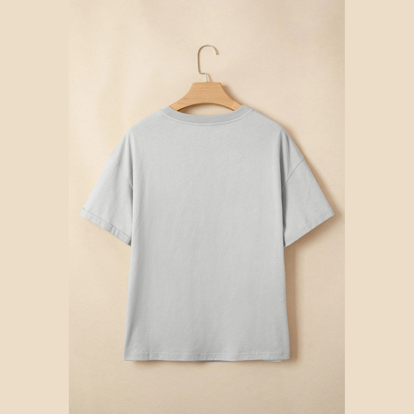 SALE!!!  Cheyenne Light Grey Floral Crochet Ribbon Bow Patched Cotton T Shirt