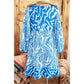 Chi Sky Blue Bohemian Print Puff Sleeve Tied V Neck Flared Mini Dress