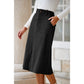 Chi Black Front Slit Shift High Waist Midi Skirt