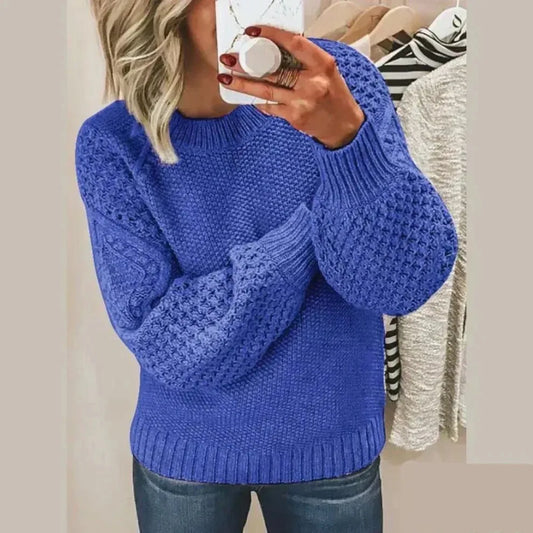Chloe Royal Blue Loose Knit Crew Neck Sweater