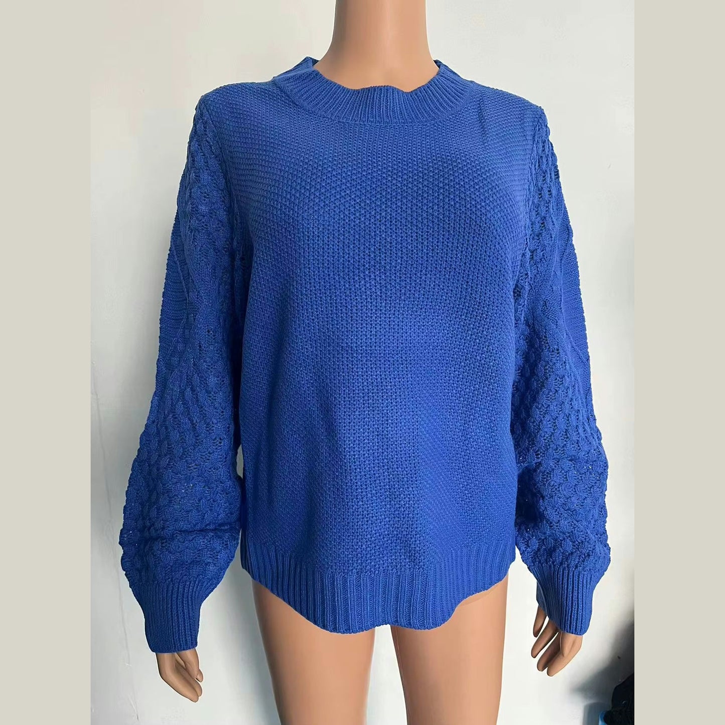 Chloe Royal Blue Loose Knit Crew Neck Sweater