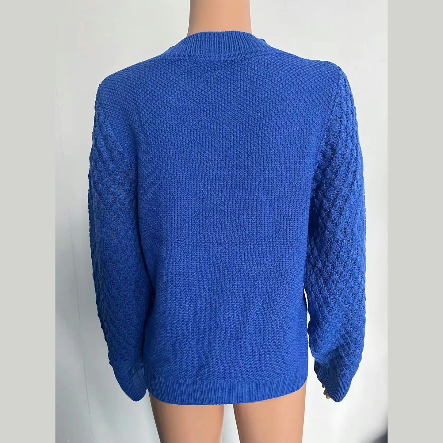 Chloe Royal Blue Loose Knit Crew Neck Sweater