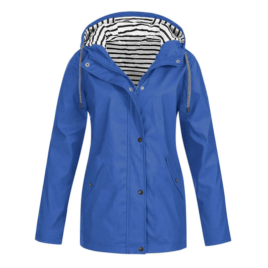 Chriselle Blue Detachable Hood Rain Jacket