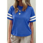 Chrisetta Dark Blue Varsity Striped Short Sleeve Crew Neck T Shirt