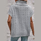 Chrisley Grey Cable Knit Turtleneck Batwing Sleeve Sweater