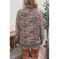 Chrissie Camouflage Print Mock Neck Casual Pullover Sweatshirt