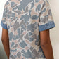 Chrissy Camouflage Print Denim Patchwork Polo Collar Tee