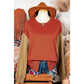 Christel Gold Flame Two Tone Patchwork Drop Shoulder Pullover Sweatshirt