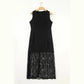 SALE!!!  Christel Black Sleeveless Sheer Floral Lace Patchwork Long Dress