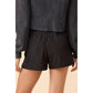 Chrysta Black Elastic Waist Varsity Striped Detail Athleisure Shorts