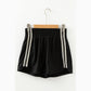 Chrysta Black Elastic Waist Varsity Striped Detail Athleisure Shorts
