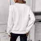 Cissie White Textured Half Zip Long Sleeve Top