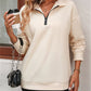 Cara Jo Apricot Half Zipper Collared Long Sleeve Top