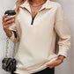 Cara Jo Apricot Half Zipper Collared Long Sleeve Top
