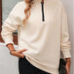 Cara Jo Apricot Half Zipper Collared Long Sleeve Top