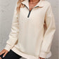 Cara Jo Apricot Half Zipper Collared Long Sleeve Top
