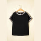 Clair Black Plus Size Leopard Patchwork Round Neck Loose Tee