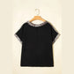 Clair Black Plus Size Leopard Patchwork Round Neck Loose Tee