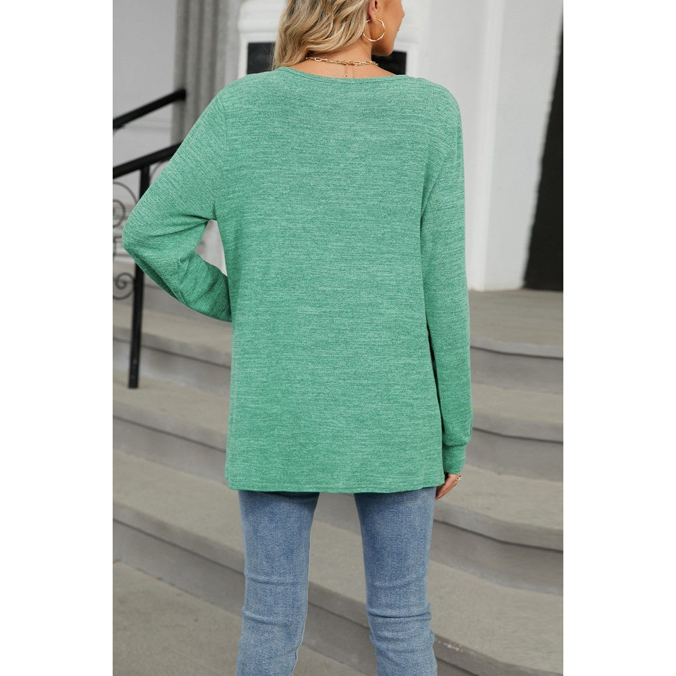 Claire Green Loose Fitting Long Sleeve Top