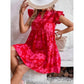 Clancy Red V Neck Short Sleeve Ruffle Dress