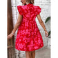 Clancy Red V Neck Short Sleeve Ruffle Dress