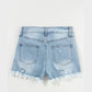 Clara Light Blue Distressed Ripped Raw Hem High Waist Denim Shorts